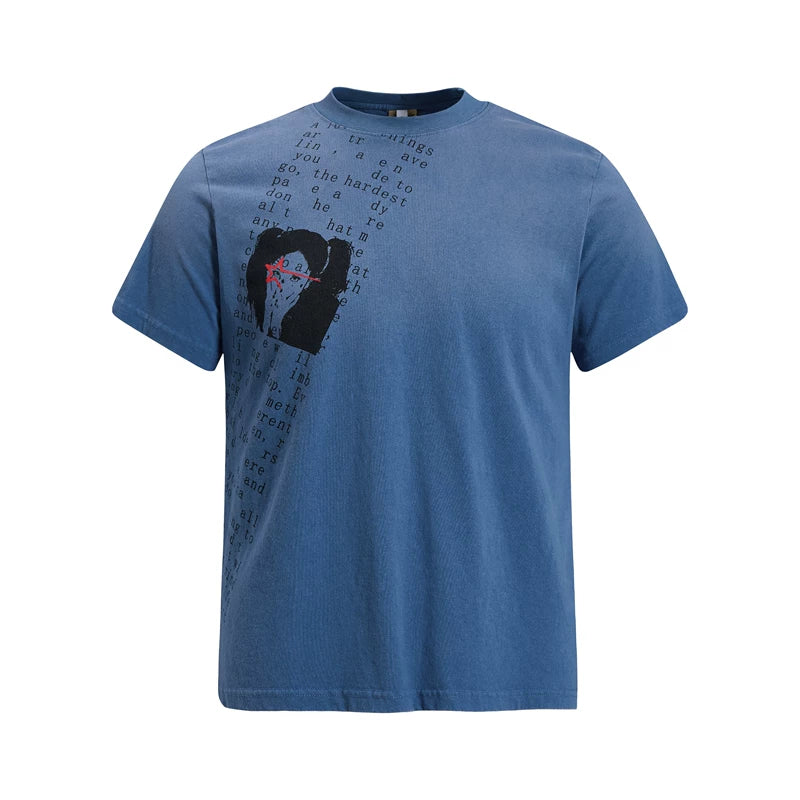 6259612850131,6259612850132,6259612850133,6259612850134, Distressed Graphic Print Cotton T-Shirt