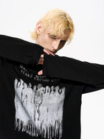 Distressed Graphic Print Long-Sleeve T-Shirt 2