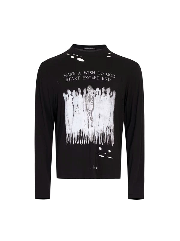 Distressed Graphic Print Long-Sleeve T-Shirt 5