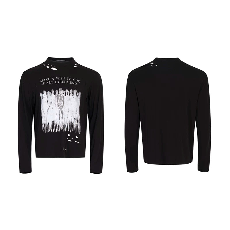 5927823480490,5927823480491,5927823480492, Distressed Graphic Print Long-Sleeve T-Shirt