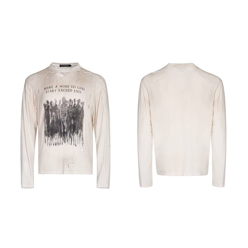 5927823480493,5927823480494,5927823480495, Distressed Graphic Print Long-Sleeve T-Shirt