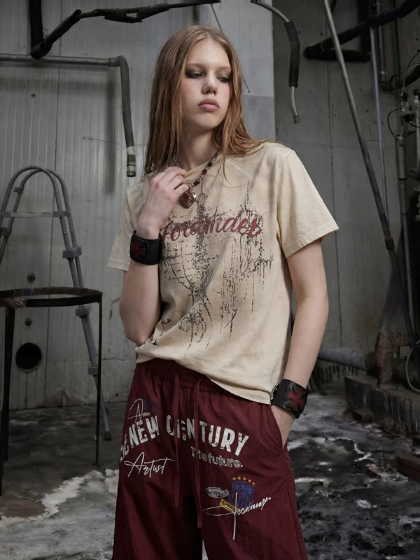 Distressed Graphic Print Short-Sleeve T-Shirt 1