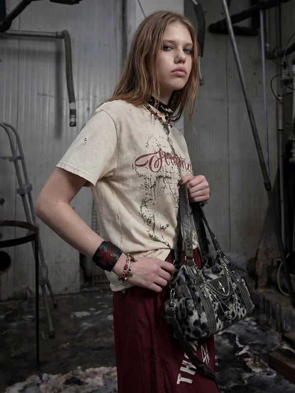 Distressed Graphic Print Short-Sleeve T-Shirt 2