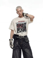 Distressed Graphic Print Vintage Short-Sleeve T-Shirt 1