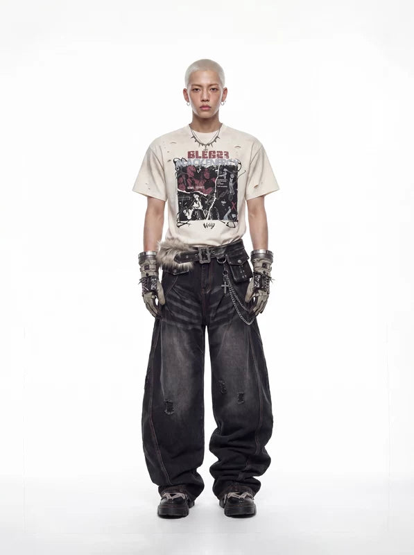 Distressed Graphic Print Vintage Short-Sleeve T-Shirt 5