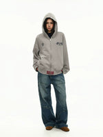 Distressed Graphic Zip-Up Hoodie 5