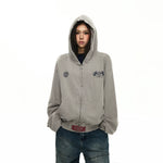 6033335461998,6033335461999,6033335462000,6033335797001, Distressed Graphic Zip-Up Hoodie