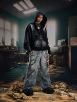 Distressed Graphic Zip Up Hoodie Jacket 4