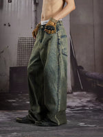 Distressed Hand-Painted Wide-Leg Jeans 3