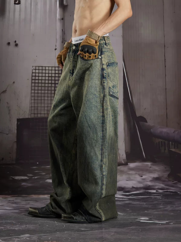 Distressed Hand-Painted Wide-Leg Jeans 3