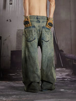 Distressed Hand-Painted Wide-Leg Jeans 4