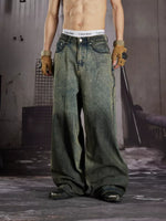 Distressed Hand-Painted Wide-Leg Jeans 5