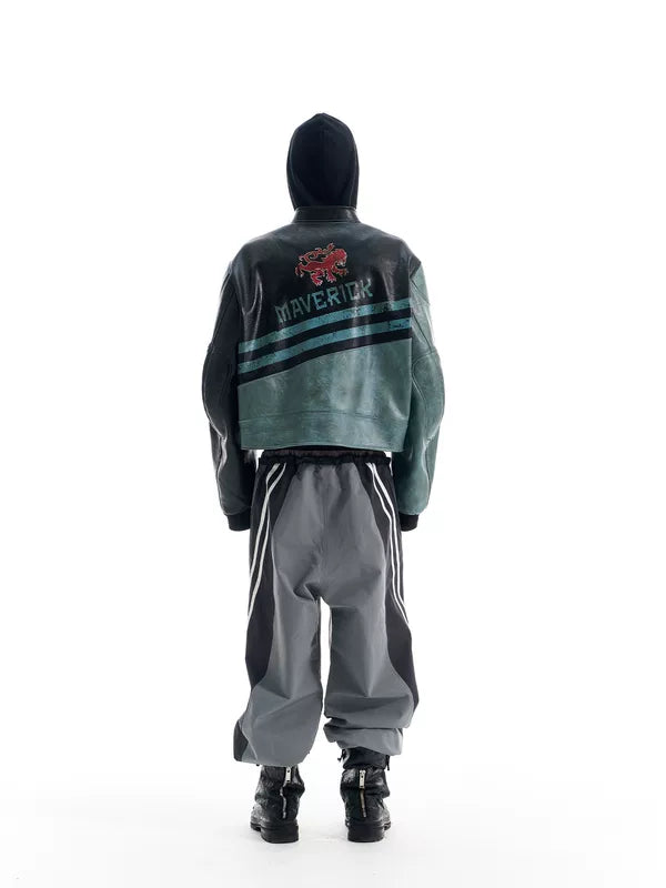Distressed Heavy-Duty Sport Motorcycle Leather Jacket 5