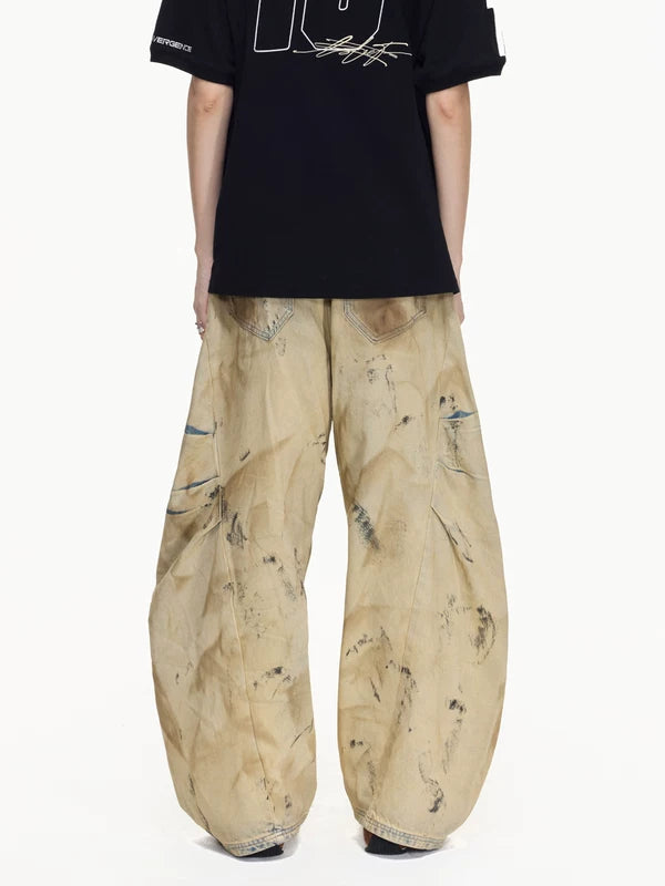 Distressed Heavy Wash Wide-Leg Jeans Pants 3