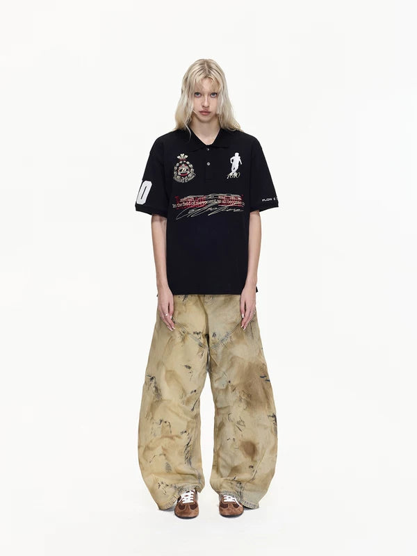 Distressed Heavy Wash Wide-Leg Jeans Pants 5