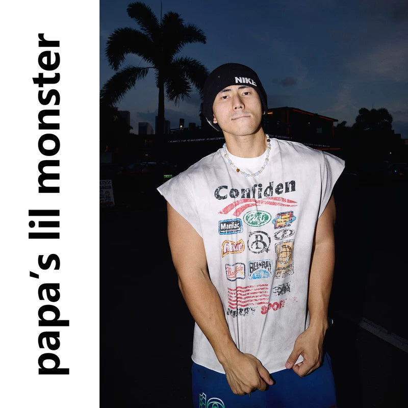 6105826621717,6105826621719,6105826621721, Distressed Heavyweight Cotton Graphic Sleeveless Vest