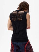Distressed Hollow-Out Knit Sweater Vest 4