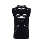 5956322454227,5956322454228,5956322454229,5956322454230, Distressed Hollow-Out Knit Sweater Vest