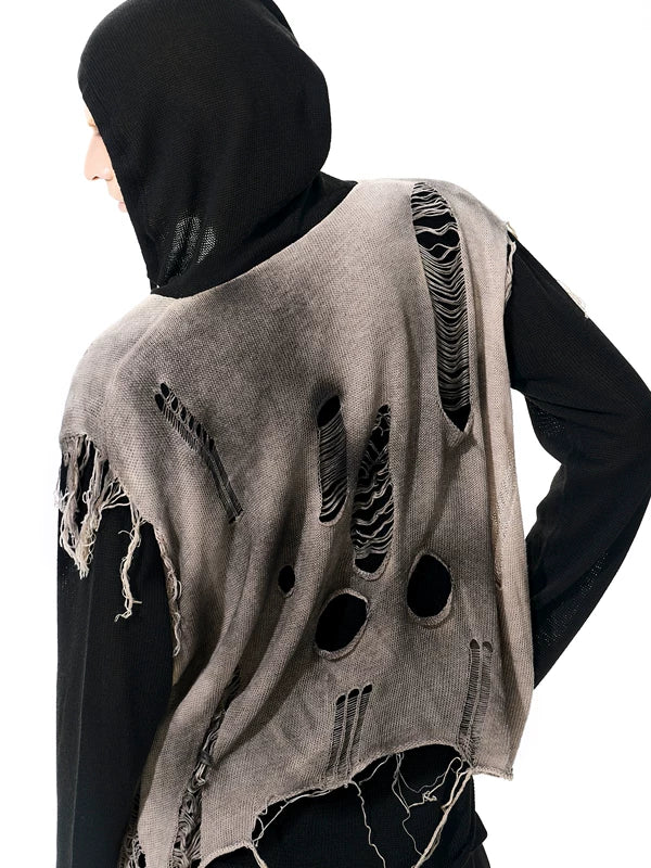 Distressed Hooded Two-Piece Knit Sweater 2