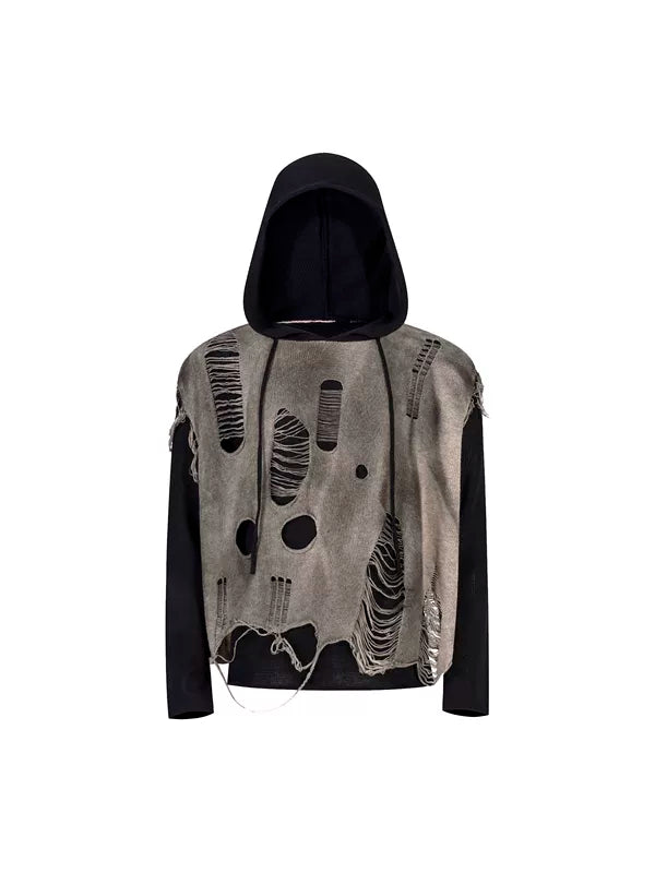Distressed Hooded Two-Piece Knit Sweater 5