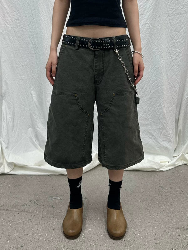 Distressed Knee-Length Logging Work Pants 3