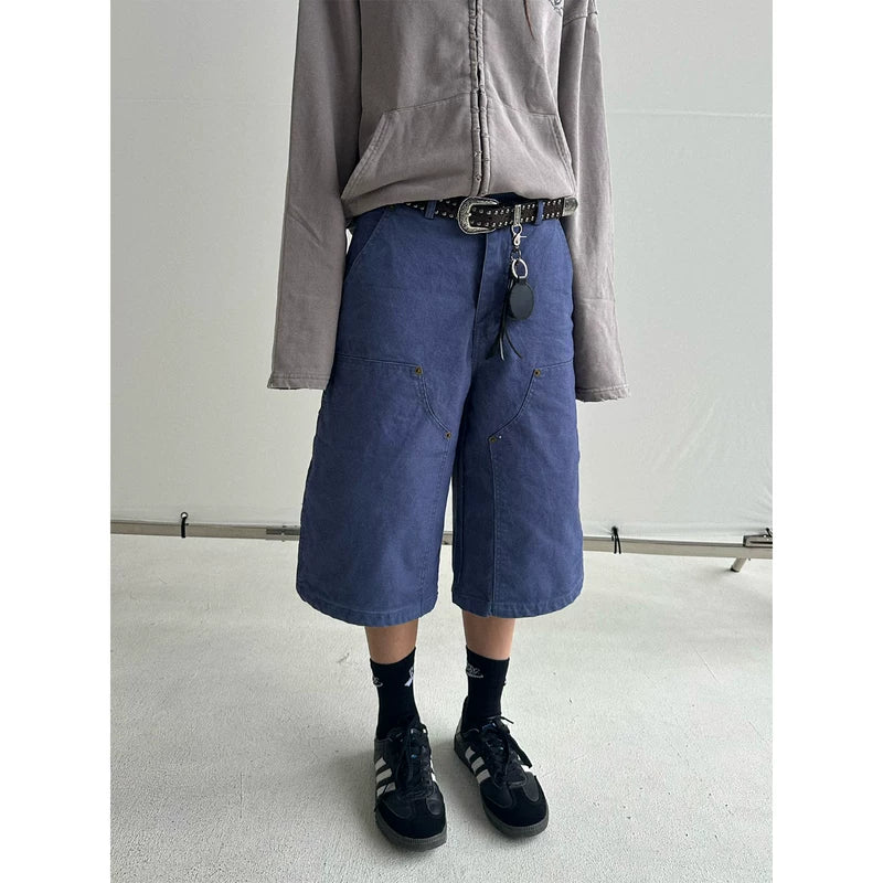 6105925377880,6105925377881,6105925377882,6105925377883, Distressed Knee-Length Logging Work Pants