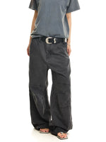 Distressed Knee-Pleated Wide Leg Cargo Pants 2