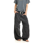 6096767753300,6096767753301,6096767753302,6096767753303,6096767753304, Distressed Knee-Pleated Wide Leg Cargo Pants