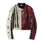 5859476879628,5859476879629,5859476879630,5859476879631, Distressed Leather Colorblock Sports Jacket