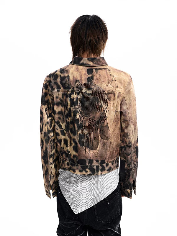 Distressed Leopard Print Denim Jacket 2