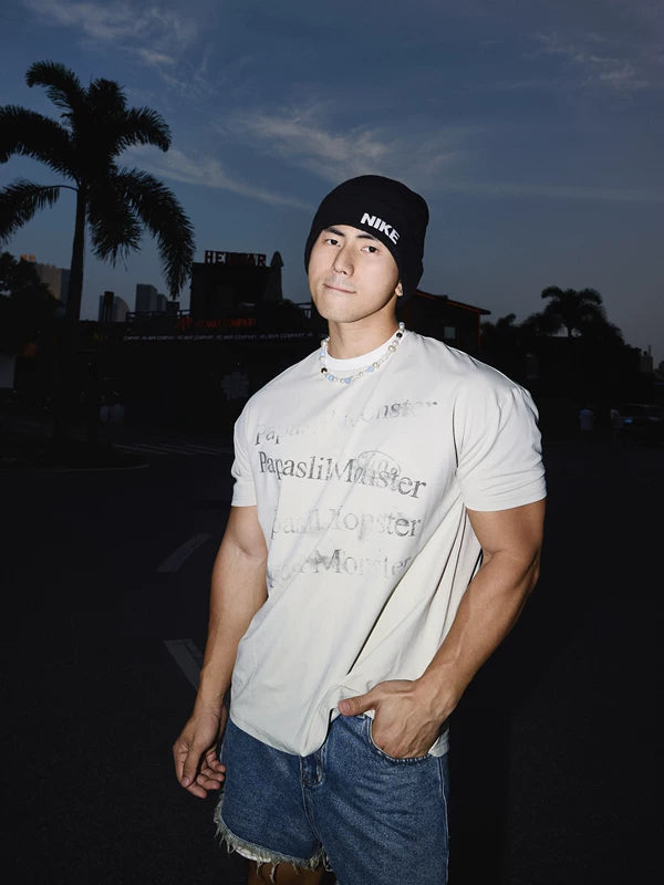 Distressed Letter Print Casual T-Shirt 1