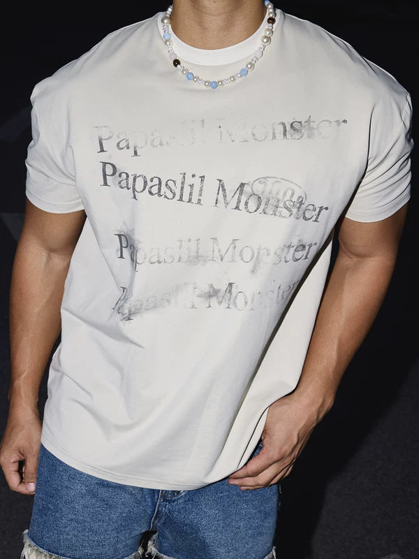 Distressed Letter Print Casual T-Shirt 3