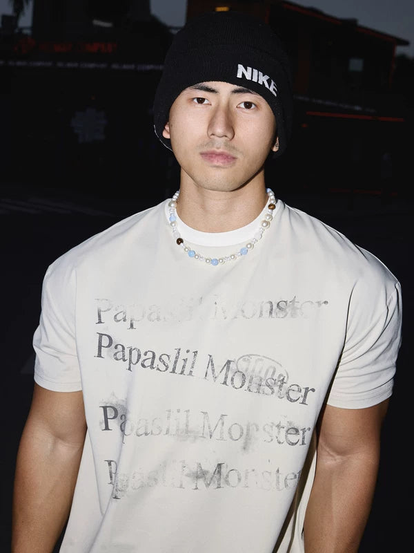 Distressed Letter Print Casual T-Shirt 5