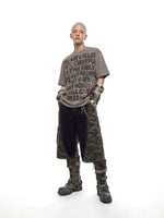 Distressed Letter Print Crew Neck T-Shirt 2