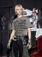 Distressed Letter Print Crew Neck T-Shirt 4