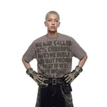 6241741654088,6241741654089,6241741654090, Distressed Letter Print Crew Neck T-Shirt