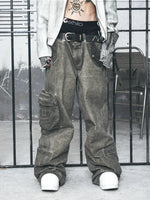 Distressed Loose Denim Cargo Pants 2
