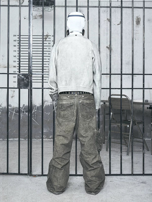 Distressed Loose Denim Cargo Pants 4