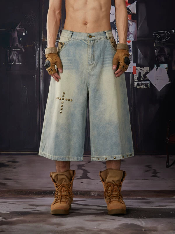 Distressed Loose Fit Capri Jeans 1