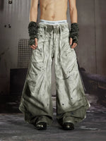 Distressed Loose-Fit Cotton Wide-Leg Pants 1