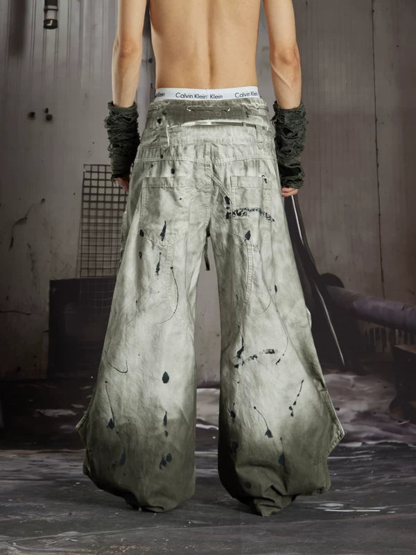 Distressed Loose-Fit Cotton Wide-Leg Pants 3
