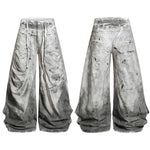 6267189555695,6267189555696,6267189555697,6267189555698,6267189555699, Distressed Loose-Fit Cotton Wide-Leg Pants