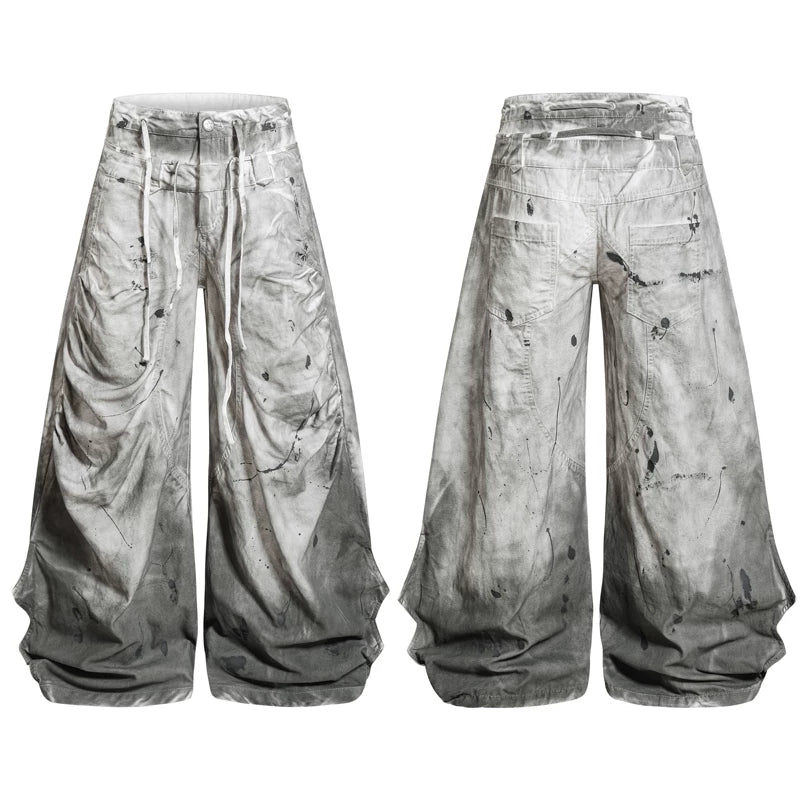 6267189555695,6267189555696,6267189555697,6267189555698,6267189555699, Distressed Loose-Fit Cotton Wide-Leg Pants
