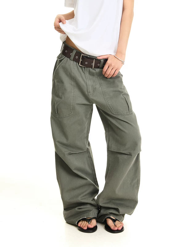 Distressed Loose Straight-Leg Cargo Pants 2