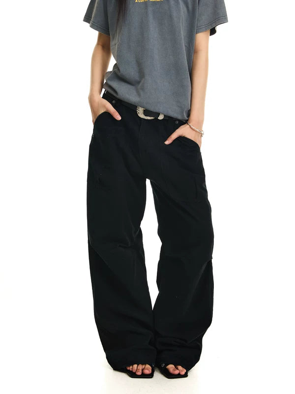 Distressed Loose Straight-Leg Cargo Pants 4