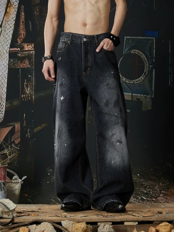 Distressed Loose Straight Leg Denim Pants 1
