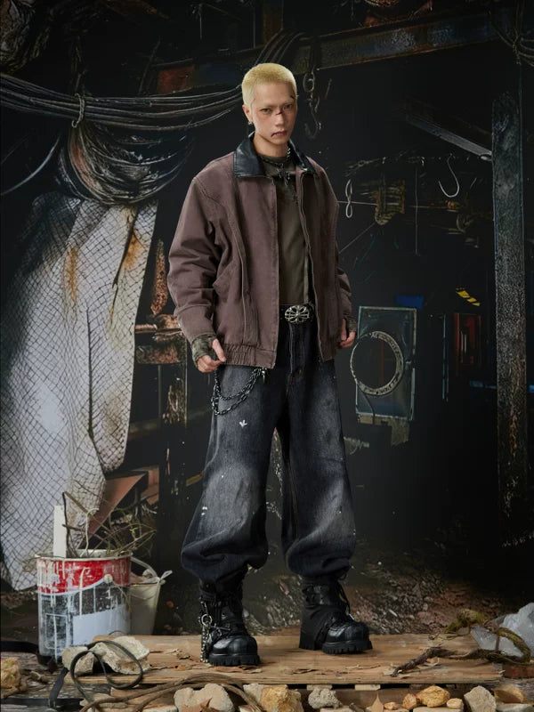 Distressed Loose Straight Leg Denim Pants 4