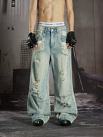 Distressed Loose Straight Leg Jeans 2
