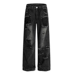 6265580350287,6265580350289,6265580350291,6265580350293, Distressed Loose Straight Leg Jeans