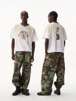 Distressed Loose V-Neck T-Shirt 1